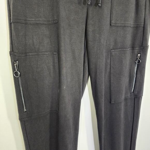 White House Black Market Womens Cargo Jogger Pant Black Small Zip Ankle Pockets - Picture 7 of 14